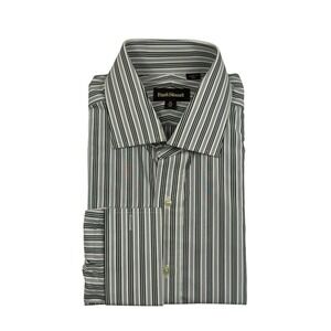 Paul Stuart White Gray Black Striped Cotton Mens Button Front Size 16/32 NWT 228